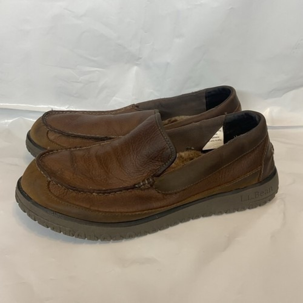 L.L. Bean 512403 Brown All Week Moc Slippers Shearling Shoe Men 10M Myanmar